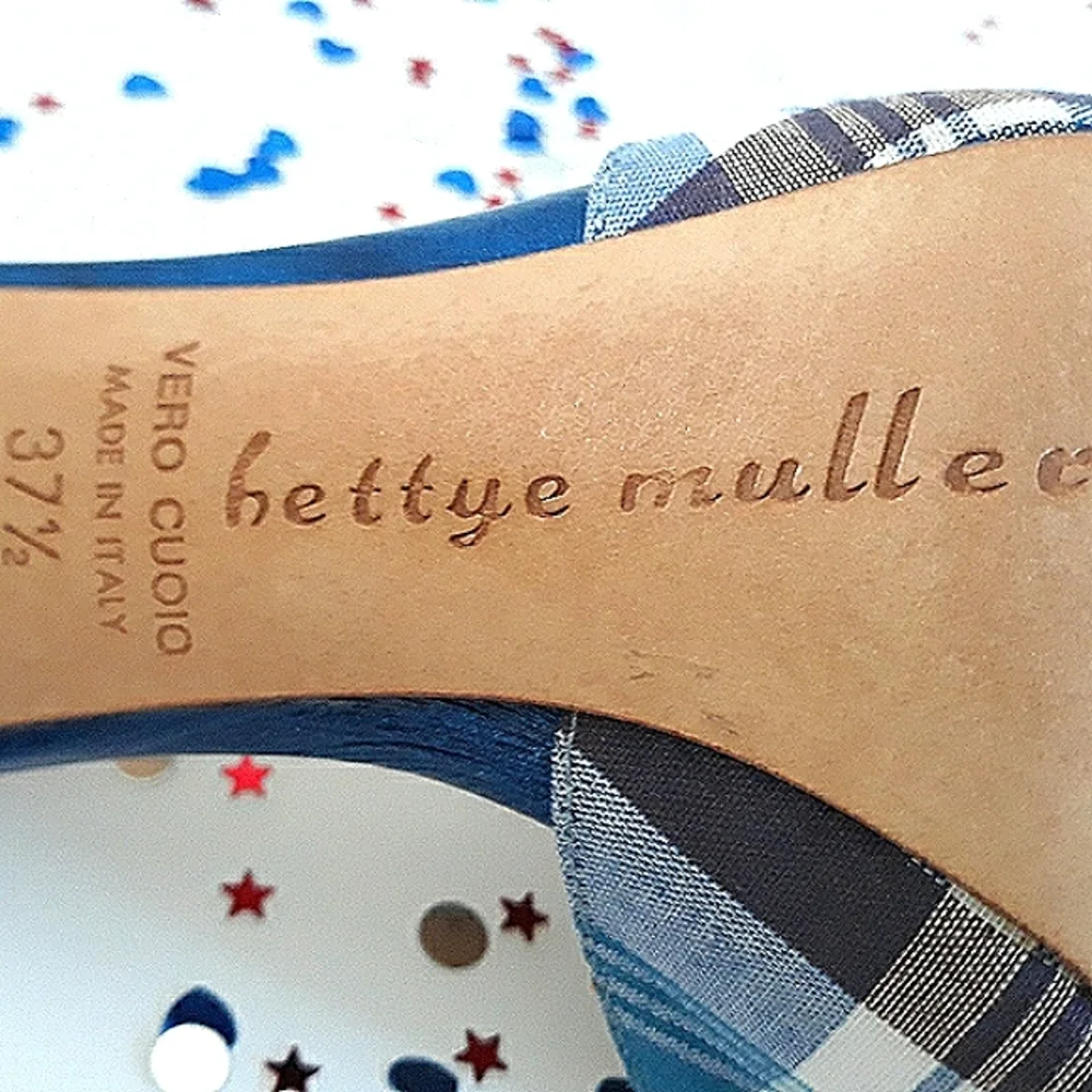 Bettye Muller Madras Leather Platform Heels 37.5 Italy